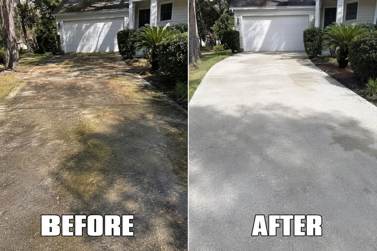 Before and after pressure washing paver patio James Island SC