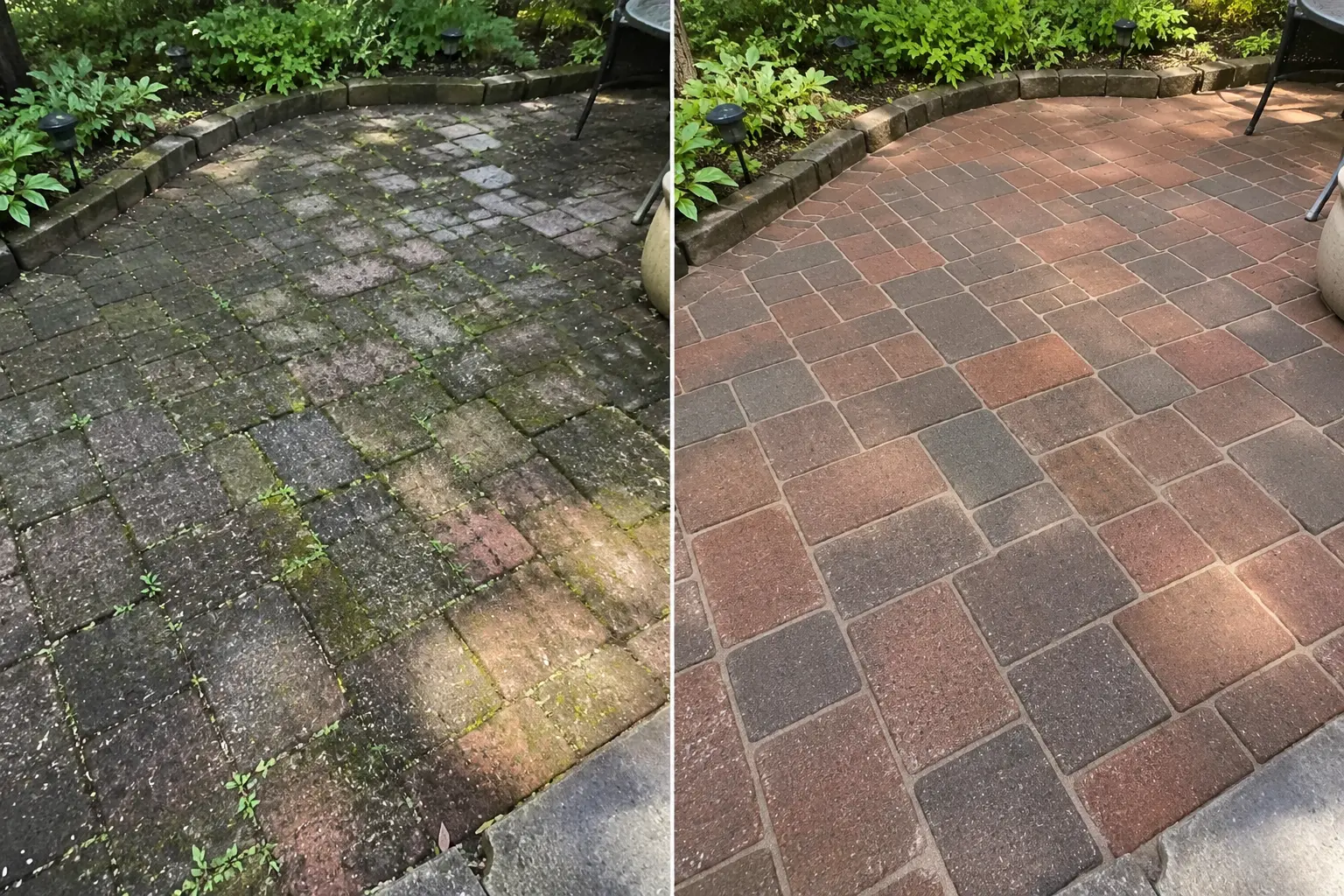 Before and after roof soft washing Charleston SC Gloeocapsa magma removal